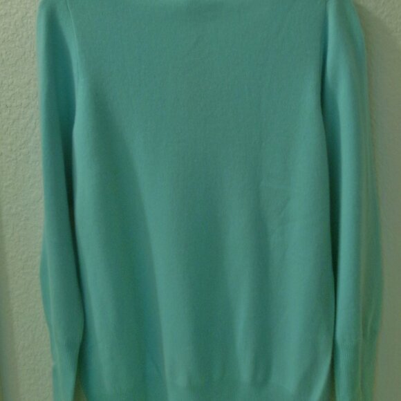 NWTS, J.CREW, SIZE L, PASTEL AQUA, 100% CASHMERE, V NECK,LONG SLEEVE  SWEATER - Picture 2 of 4